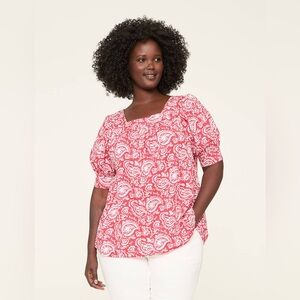 Lane Bryant Swing Square-Neck Textured Peasant Blouse